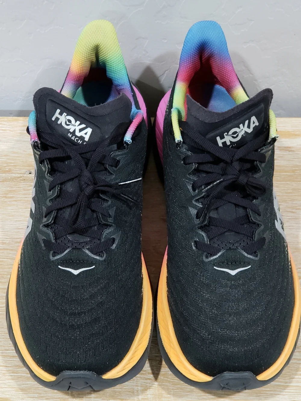HOKA ONE ONE Men’s Mach 5 Black Rainbow/Pride Running Shoes (12D) Black/Multi